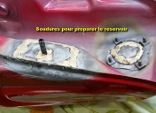 Préparation du réservoir (brasures pour arrivée d'essence)